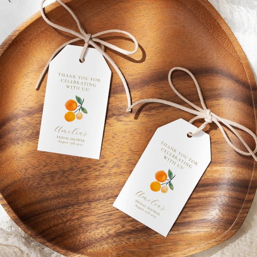 Citrus Sinaasappels Bruids Brunch Aangepaste Dank Cadeaulabel