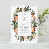 Citrus sinaasappels bruiloft kaart (Staand voorkant)