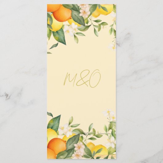Citrus Sinaasappels Citroenen Zomer Monogram Menu (Achterkant)
