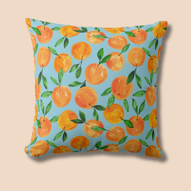 Citrus sinaasappels fruitpatroon kussen (Summer fruit citrus orange pattern throw pillow cushion)