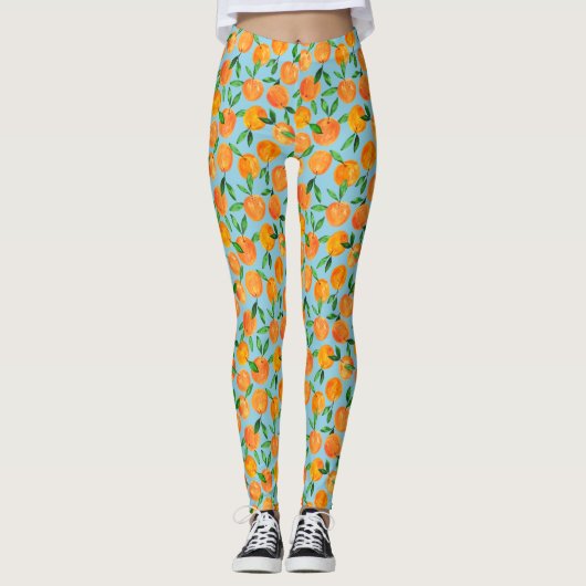 Citrus sinaasappels fruitpatroon leggings (Voorkant)