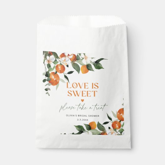 Citrus sinaasappels Liefde is zoet vrijgezellenfee Bedankzakje (Voorkant)