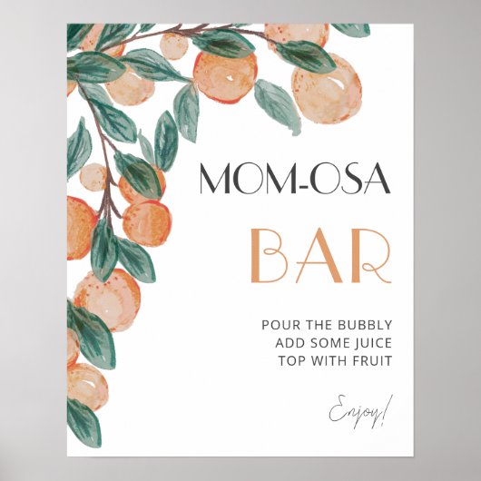 Citrus Sinaasappels Mom-osa Bar Baby shower Teken Poster (Voorkant)