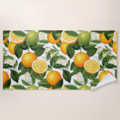 Citrus Sinaasappels op wit Strandlaken (Voorkant)