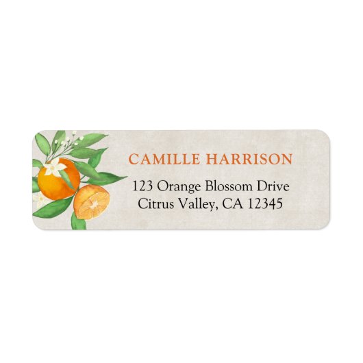 Citrus Sinaasappels Rustic Return Address Label (Voorkant)