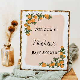 Citrus Sinaasgroen Snuffeltje Baby Shower Welkom Poster