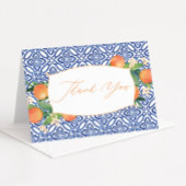 Citrus sinensis groen blauw wit positano Tegel Bedankkaart