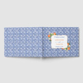 Citrus sinensis Sinaasappels blauw keramisch Tegel Gastenboek (Volledig)