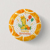 Citrus Slice 1e Verjaardag Knopen Ronde Button 3,2 Cm (Voorkant)