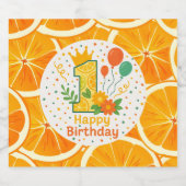 Citrus Slice 1st Birthday Champagne Bottle Label Sparkling Wijnetiket (Enkel label)