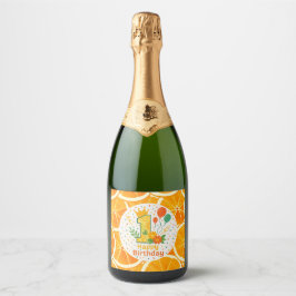 Citrus Slice 1st Birthday Champagne Bottle Label Sparkling Wijnetiket