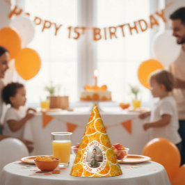 Citrus Slice 1st Birthday Photo Party Hat  Feesthoedjes