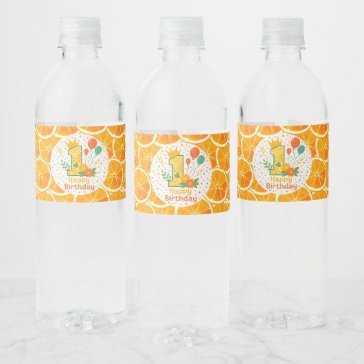 Citrus Slice 1st Birthday Water Bottle Label Waterfles Etiket (Flessen)