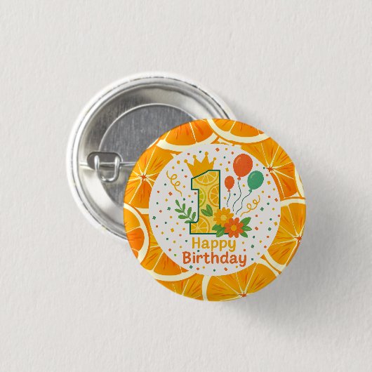 Citrus Slice 1st Verjaardag Buttonnen Ronde Button 3,2 Cm (Voorkant /achterkant)