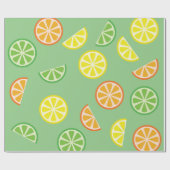 Citrus Slice Cute Fruit 1e verjaardag Cadeaupapier (Vlak)