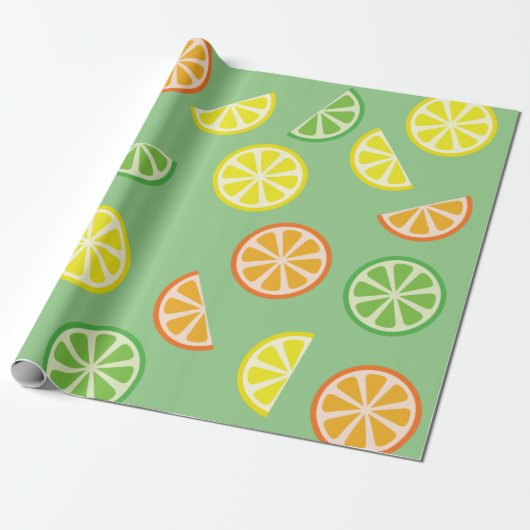 Citrus Slice Cute Fruit 1e verjaardag Cadeaupapier (Uitgerold)