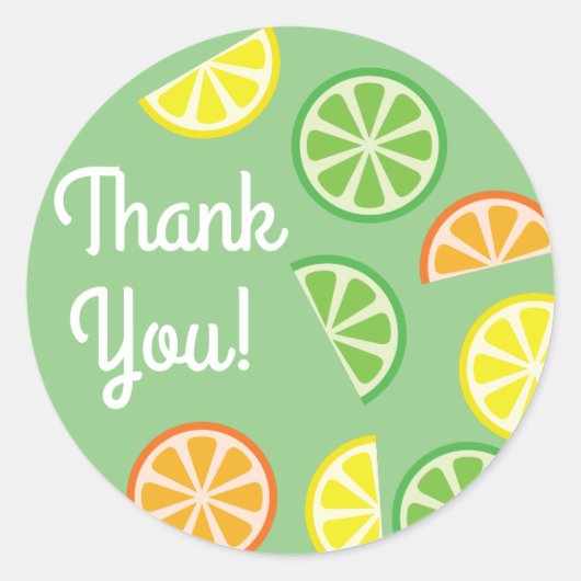 Citrus Slice Fruit 1st Birthday Hartelijk dank Ronde Sticker (Voorkant)