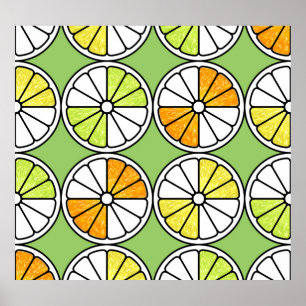 Citrus Slice Fruit, Zomer Naadloos. Poster