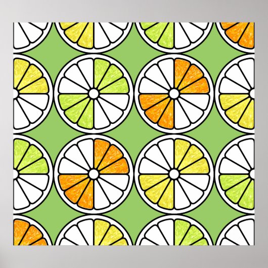 Citrus Slice Fruit, Zomer Naadloos. Poster (Voorkant)