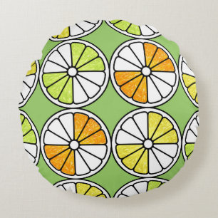 Citrus Slice Fruit, Zomer Naadloos. Rond Kussen