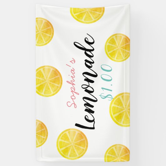 Citrus Slice Pattern Lemonade Stand Kinder Spandoek (Verticaal)