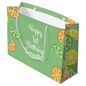 Citrus Slice verjaardagsfeestje Groot Cadeauzakje (Achterkant Gekanteld)
