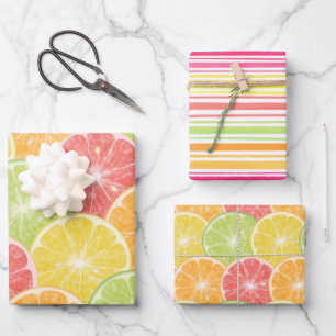 Citrus Slices en Stripes Inpakpapier Vel