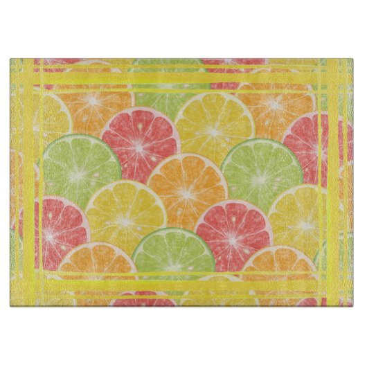 Citrus Slices en Stripes Snijplank (Voorkant)
