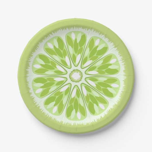 Citrus Slices Green Limoen Papieren Bordje (Voorkant)