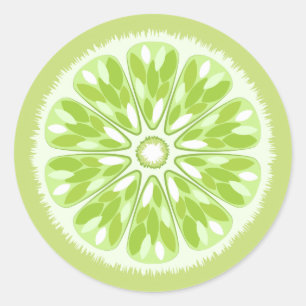 Citrus Slices Green Limoen Ronde Sticker