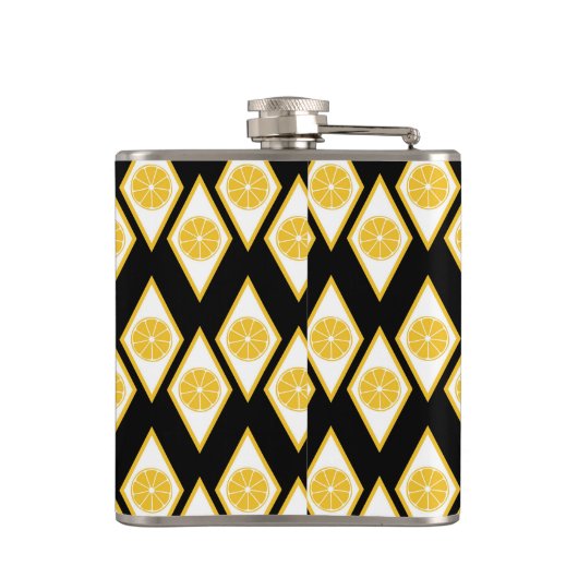 Citrus Slices in het moderne diamantpatroon Heupfles (Achterkant)