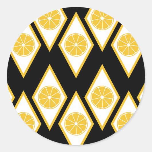 Citrus Slices in het moderne diamantpatroon Ronde Sticker (Voorkant)