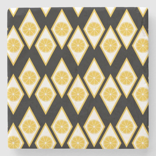 Citrus Slices in het moderne diamantpatroon Stenen Onderzetter (Voorkant)