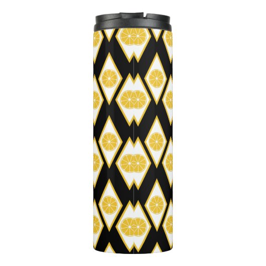 Citrus Slices in het moderne diamantpatroon Thermosbeker (Achterkant)