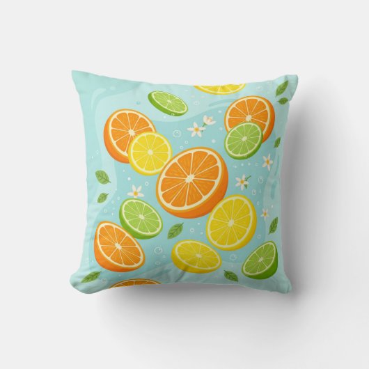Citrus Slices Lemon Lime Orange Throw Pillow Kussen (Voorkant)