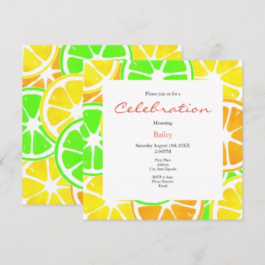 Citrus Slices Pattern Kaart (Voorkant / Achterkant)