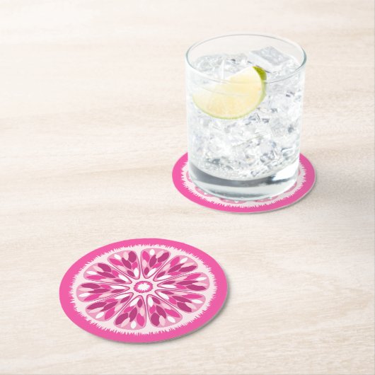 Citrus Slices Pink Lemon Ronde Kartonnen Onderzetter (Insitu)