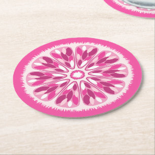 Citrus Slices Pink Lemon Ronde Kartonnen Onderzetter