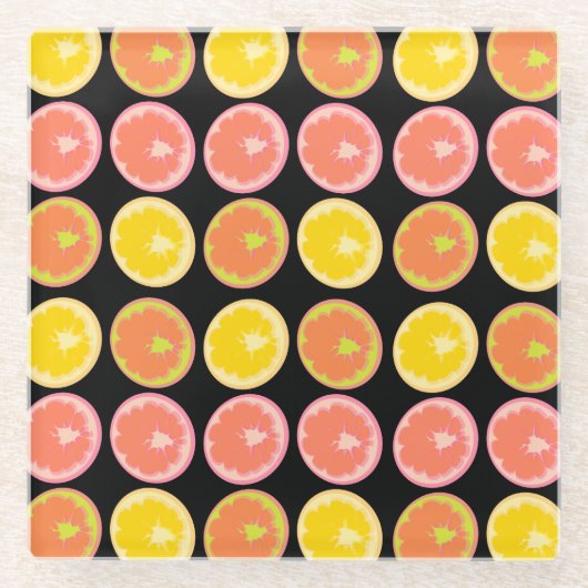 Citrus Snoep Lemon Fruit Patroon Glazen Onderzetter (Voorkant)