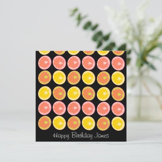 Citrus Snoep Lemon Fruit Pattern Birthday (Staand voorkant)