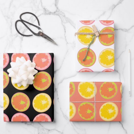 Citrus Snoep Lemon Fruit Pattern Birthday Inpakpapier Vel (Voorkant)