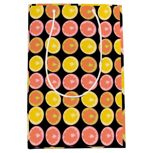 Citrus Snoep Lemon Fruit Pattern Birthday Medium Cadeauzakje (Voorkant)