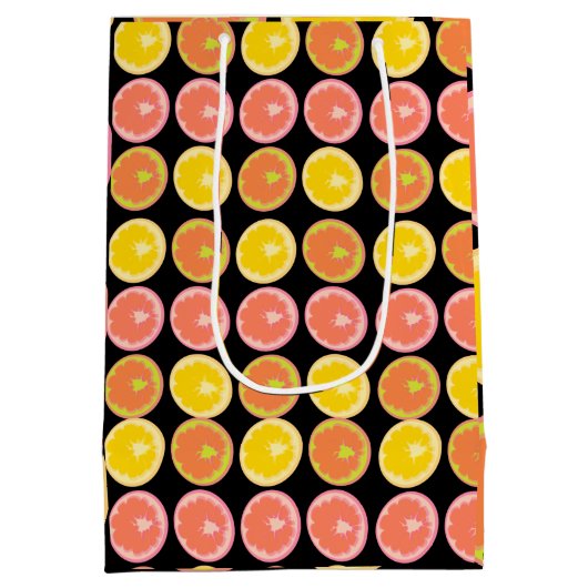 Citrus Snoep Lemon Fruit Pattern Birthday Medium Cadeauzakje (Achterkant)