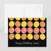 Citrus Snoep Lemon Fruit Pattern Black Briefkaart (Voorkant / Achterkant)