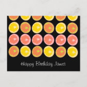 Citrus Snoep Lemon Fruit Pattern Black Briefkaart (Voorkant)
