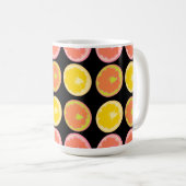 Citrus Snoep Lemon Pattern Black Kitchen Koffiemok (Voorkant rechts)