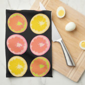 Citrus Snoep Lemon Pattern Black Theedoek (Quarter Fold)