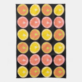 Citrus Snoep Lemon Pattern Black Theedoek (Verticaal)