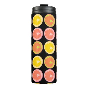 Citrus Snoep Lemon Pattern Black Thermosbeker