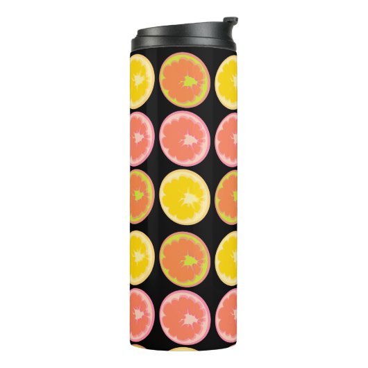 Citrus Snoep Lemon Pattern Black Thermosbeker (Gedraaid links)